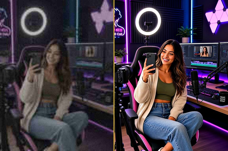 Original vs Enhanced 4K: content creator